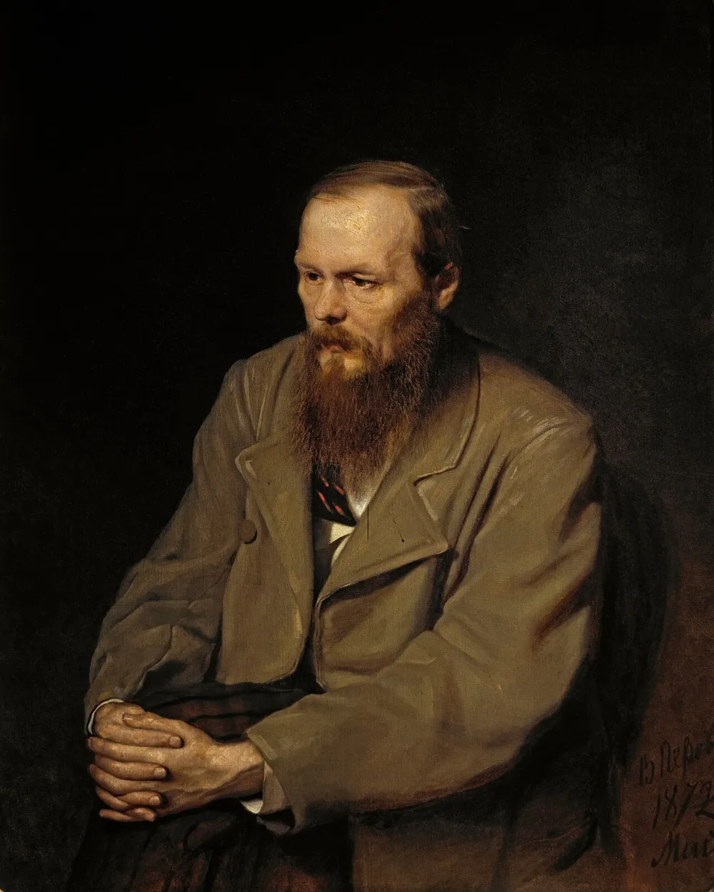 Vasily Perov'un yaptığı, Dostoyevski'nin en tanınan portresi -Tretyakov Galerisi, Moskova.