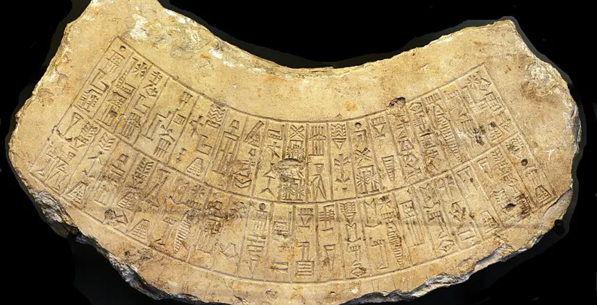 Akad İmparatorluğu — Naram-Suen Inscription Stele ca. 2250 BC, limestone - Courtesy of the Louvre Museum - Photograph by Rama, Wikimedia Commons, Cc-by-sa-2.0-fr