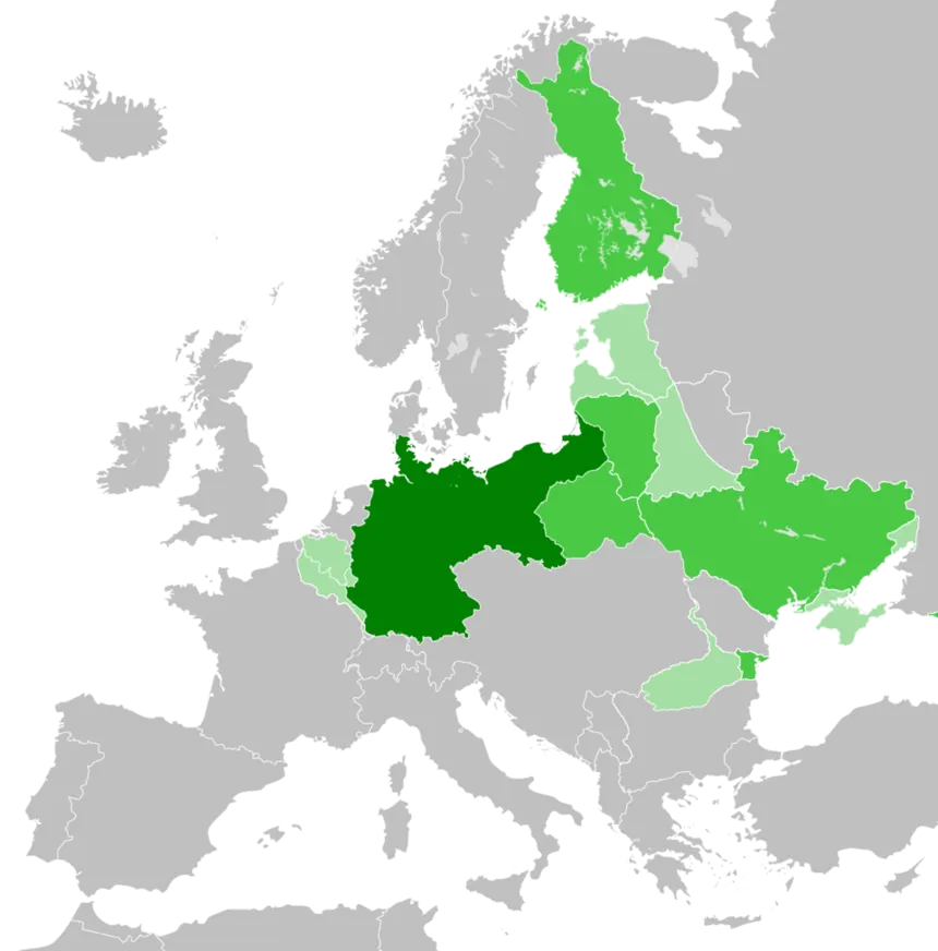 Alman İmparatorluğu — German Empire proper Puppet/client states and Finland that was neither by definition even if requested German help during civil war Temporarily occupied terri