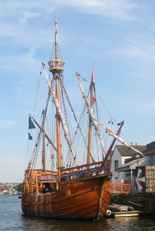 Britanya İmparatorluğu — John Cabot'un gemisi The Matthew'un Bristol limanındaki modern kopyası (2004 fotoğrafı). Özgün gemi değildir.