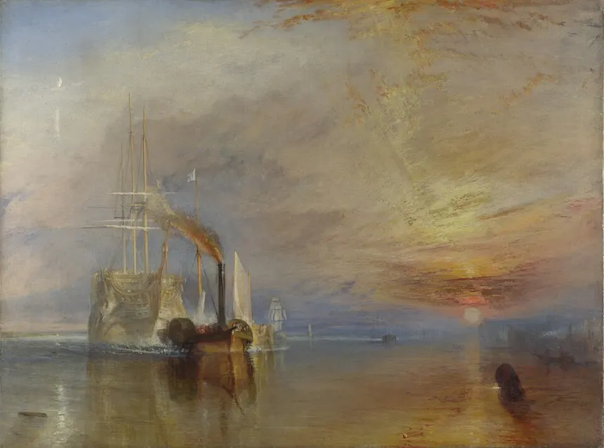 Empresyonizm — The Fighting Temeraire. 1839, by Joseph Mallord William Turner. Measures 3' x 4'