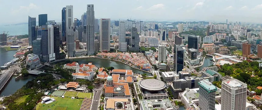 Fenike Şehir Devletleri — Singapore skyline panorama aerial view day 2010 central business district downtown core boat quay supreme court of singapore