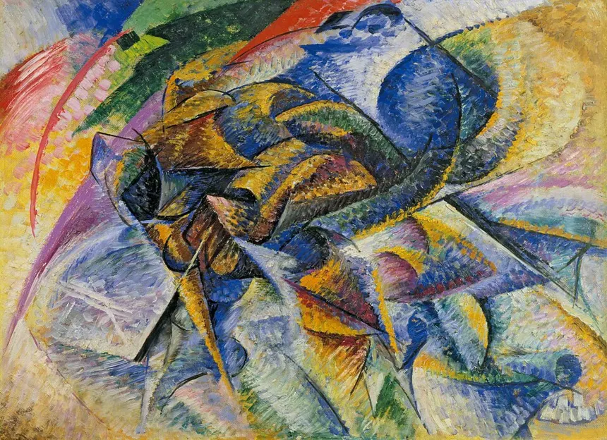 Fütürizm — Umberto Boccioni, "Bir Bisikletlinin Dinamizmi" -Peggy Guggenheim Koleksiyonu, Venedik.
