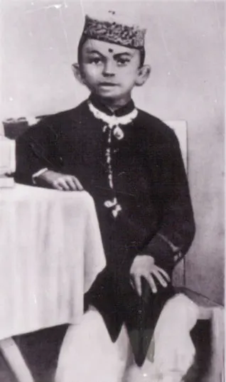 Mahatma Gandhi — Young Gandhi, at the age of 7, in 1876.