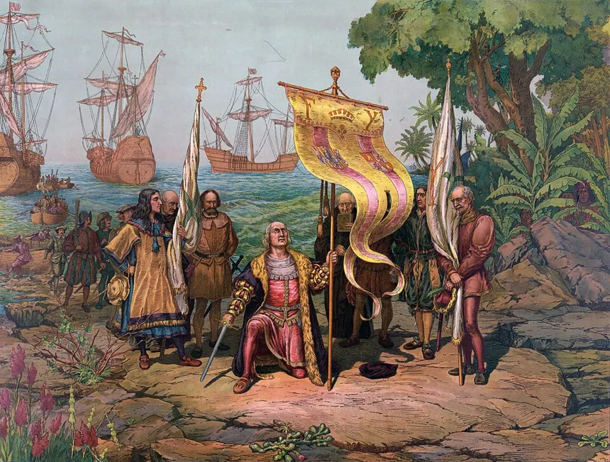 İspanyol İmparatorluğu — Columbus taking possession of the new country