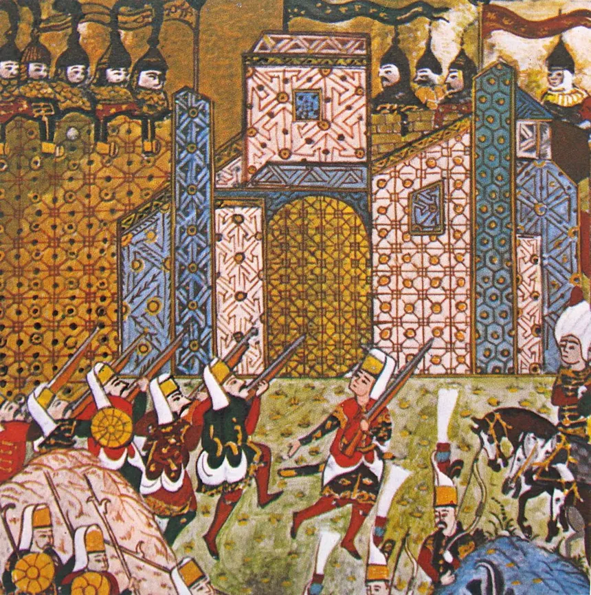 Kanuni Sultan Süleyman — Ottoman Janissaries and the defending Knights of St. John, Siege of Rhodes (1522)