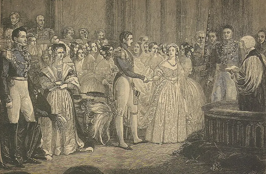 Kraliçe Victoria — Kraliçe Victoria ile Prens Albert'in 10 Şubat 1840'taki evlilik töreni.