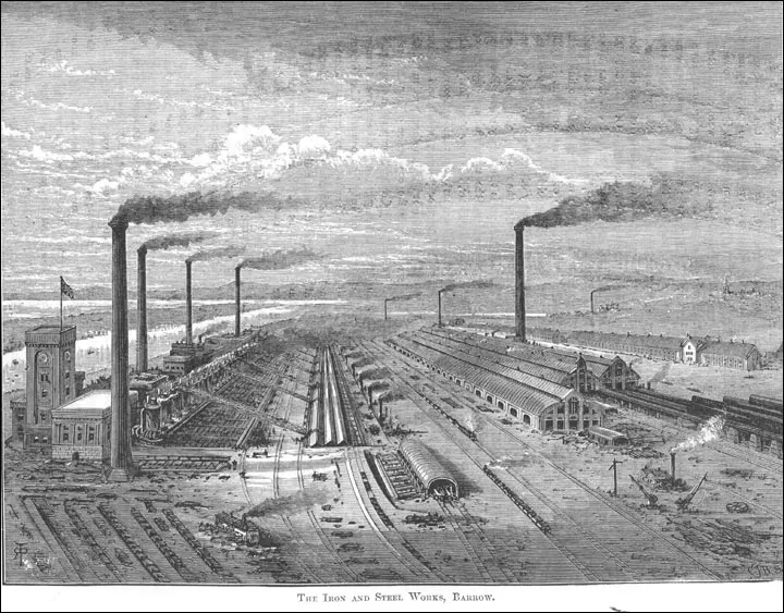 Sanayi Devrimi — Steelworks at Barrow-in-Furness, 1877