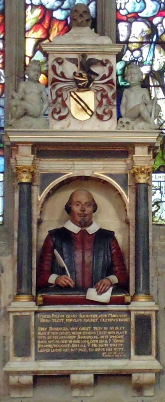 William Shakespeare — Shakespeare's funerary monument, Holy Trinity Church, Stratford Upon Avon, England