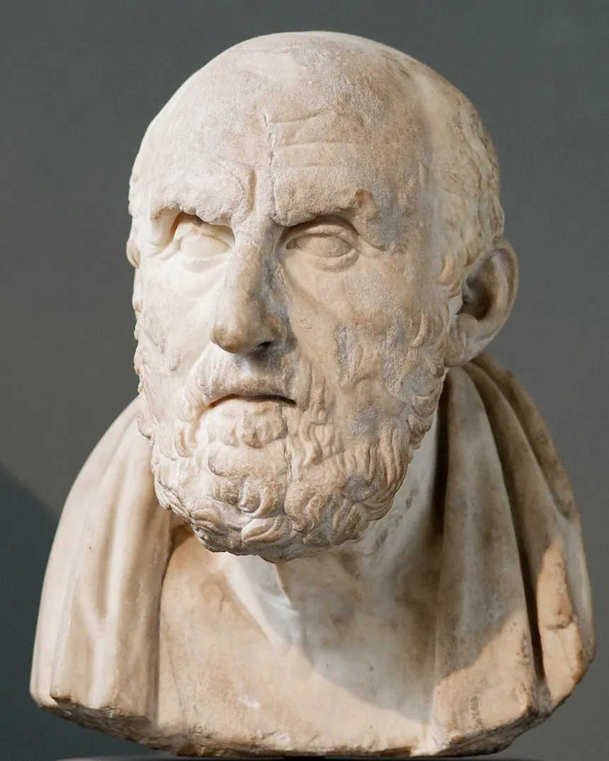 Stoacılık — Khrysippos'un mermer büstü. Roma dönemi kopyasıdır; MÖ 3. yüzyıl sonu – 2. yüzyıl başına ait kayıp bir Helenistik orijinali izler. British Museum, Londra (GR 1824.2-1.2