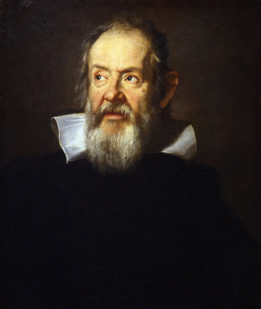 Flaman ressam Justus Sustermans'ın, Galileo'nun dostu hukukçu Elia Diodati'nin siparişiyle yaptığı portresi; Galileo o dönemde 72 yaşındaydı. Uffizi Galerisi, Floransa.