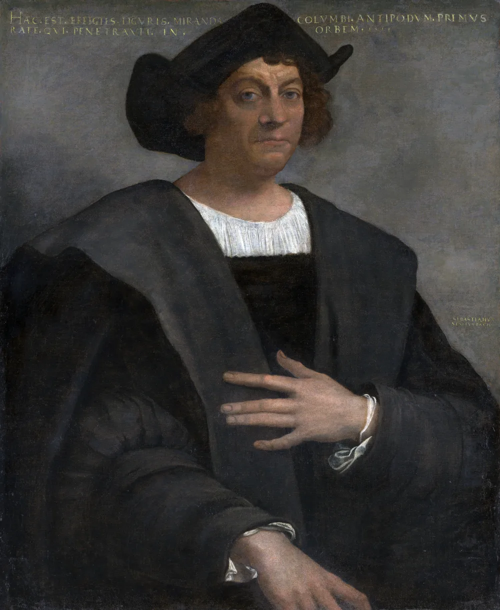 Sebastiano del Piombo'nun 1519 tarihli tablosu. Metropolitan Museum of Art bu portreyi resmî olarak "Kristof Kolomb olduğu SÖYLENEN bir adamın portresi" olarak adlandırır; kimliği kesin olarak doğrulanmamıştır.