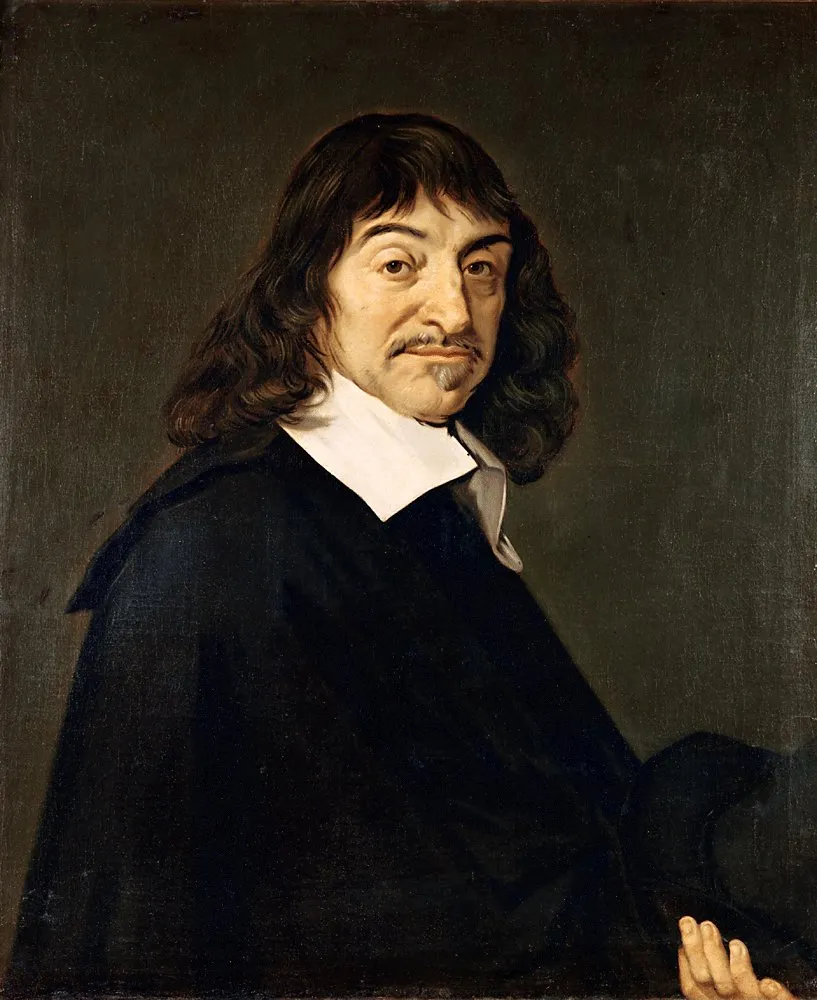 René Descartes'ın portresi; Frans Hals'ın eserinden sonra yapılmış bir kopyadır, Hals'ın kendi elinden değildir. 1649, Louvre Müzesi, Paris (INV. 1317), tuval üzerine yağlıboya.